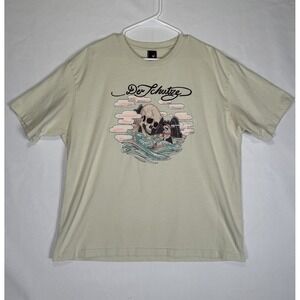 EUC Derschutze T-Shirt Men's Large Cream Ed Hardy "Ed Schutze" German Streetwear